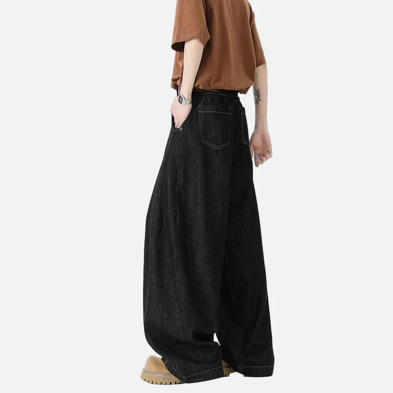 Vintage-Jeans aus hochwertigem Denim mit weitem Bein
