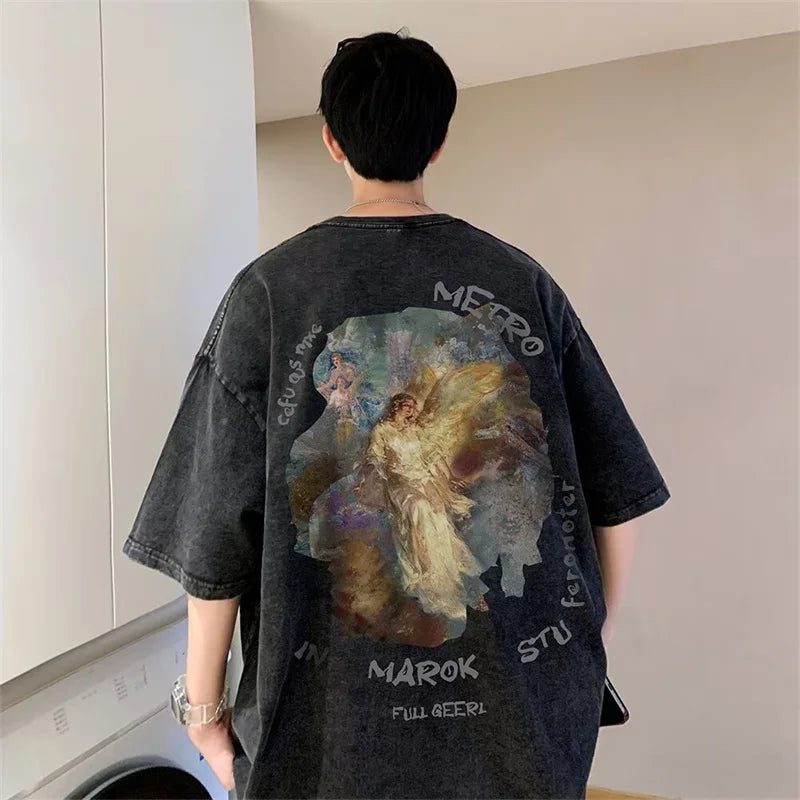Kurzarm-T-Shirt im Used-Look im Vintage-Streetwear-Stil