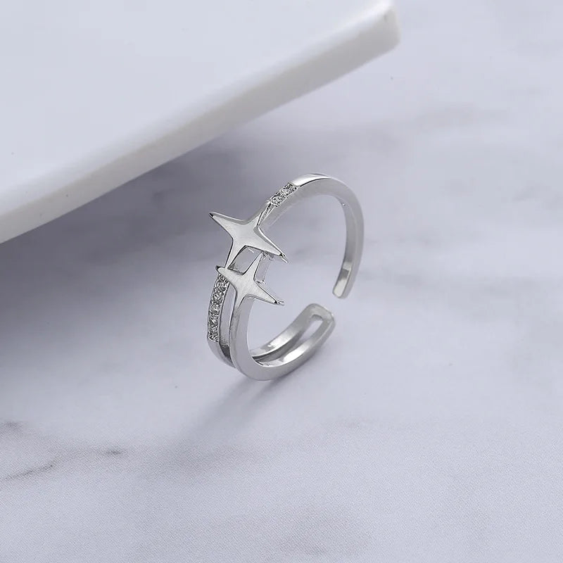 Damen-Ring im Vintage-Stil mit Stern und Zirkonia