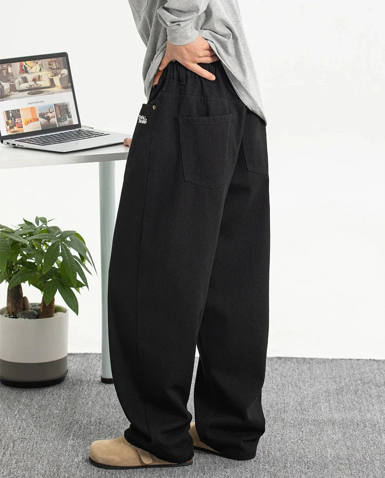 Trendy American Style Solid Color Wide Leg Jeans