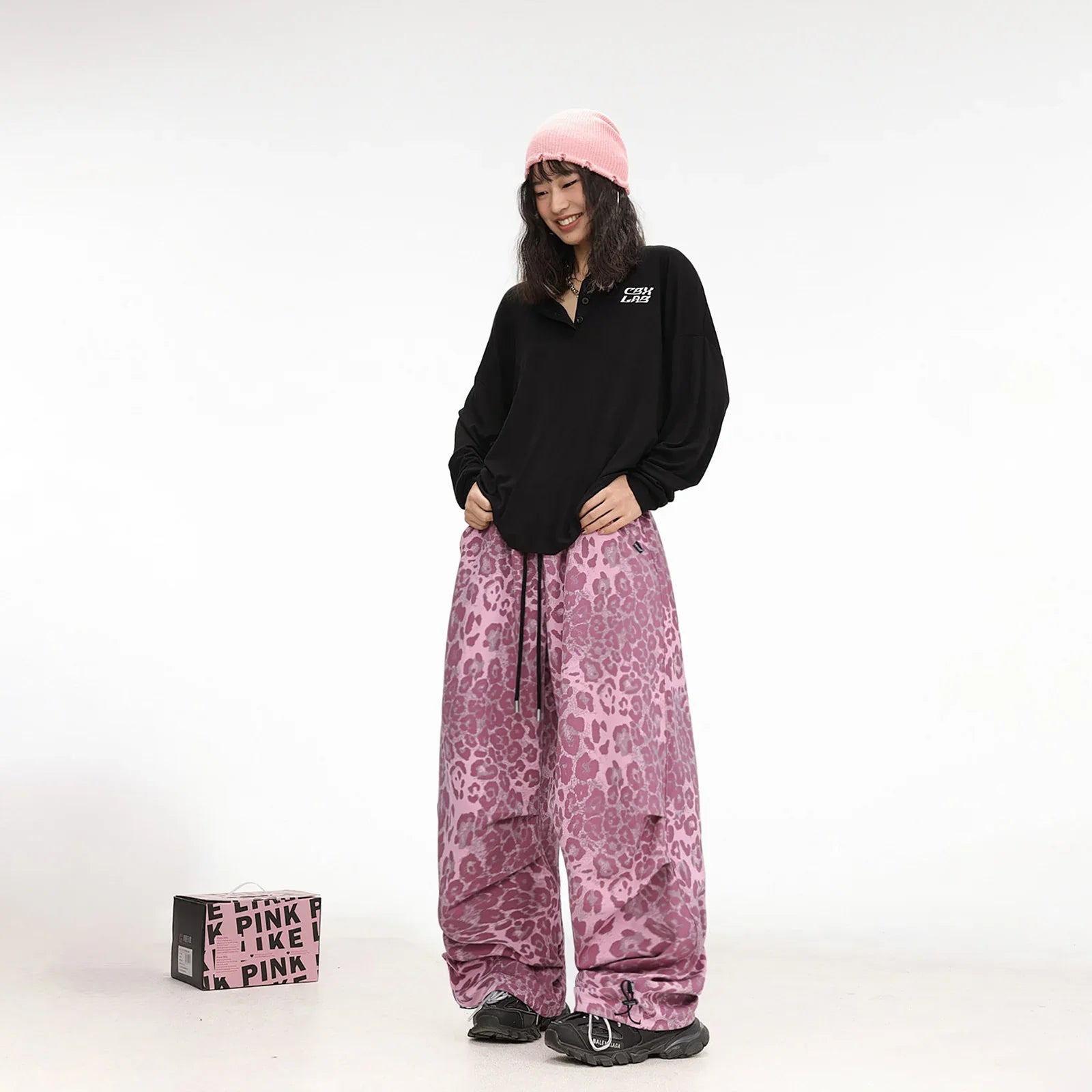 Pantalon de danse hip-hop léopard rose