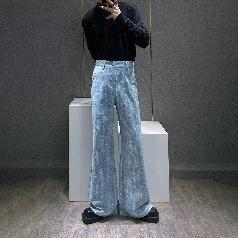 Herren-Jeans mit glänzendem Diamantmuster für heiße Partys