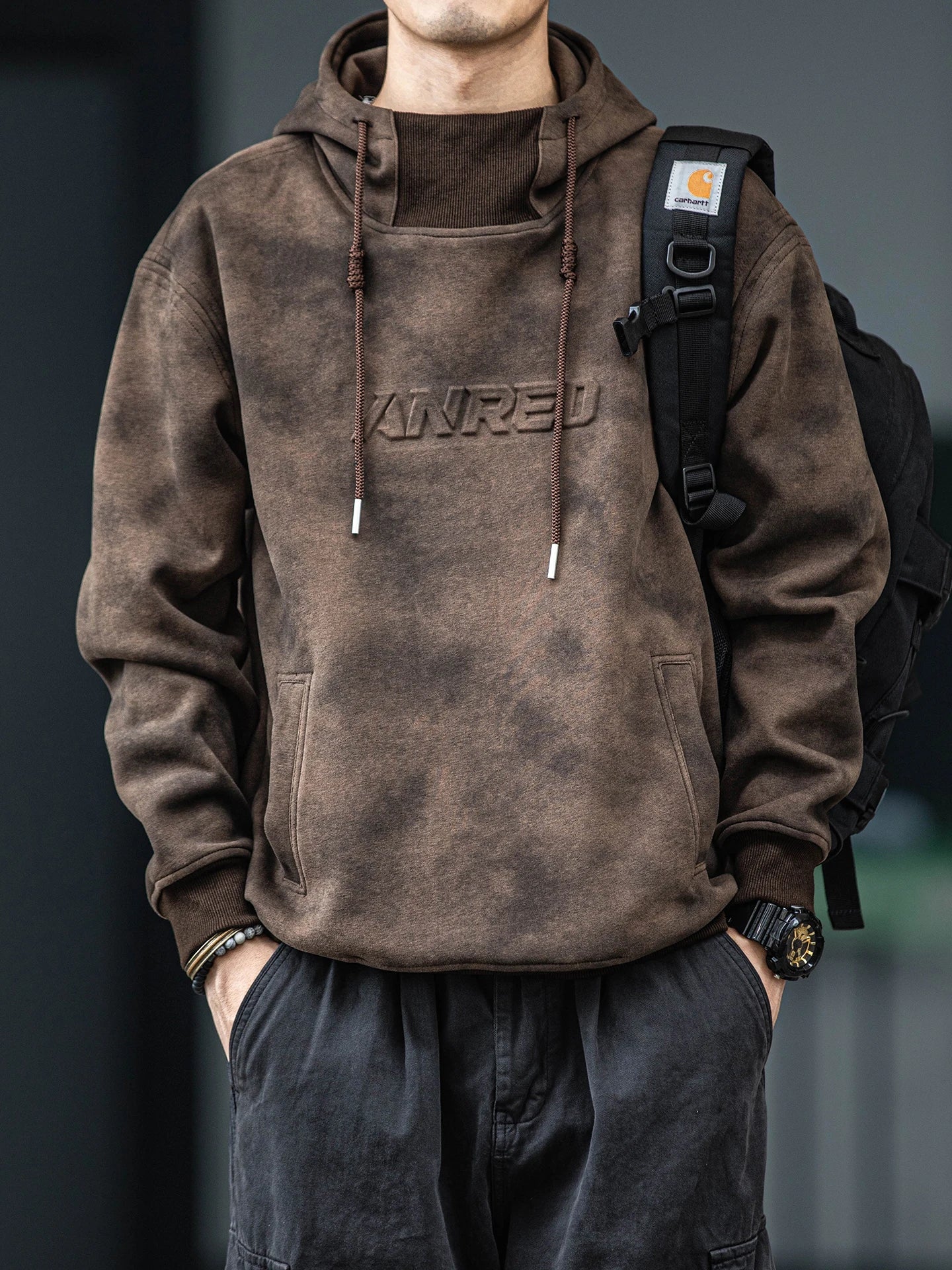 Sweat à capuche oversize épais imprimé lettres