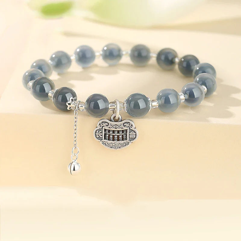 Bracelet en argent tibétain en forme de cœur d'agate