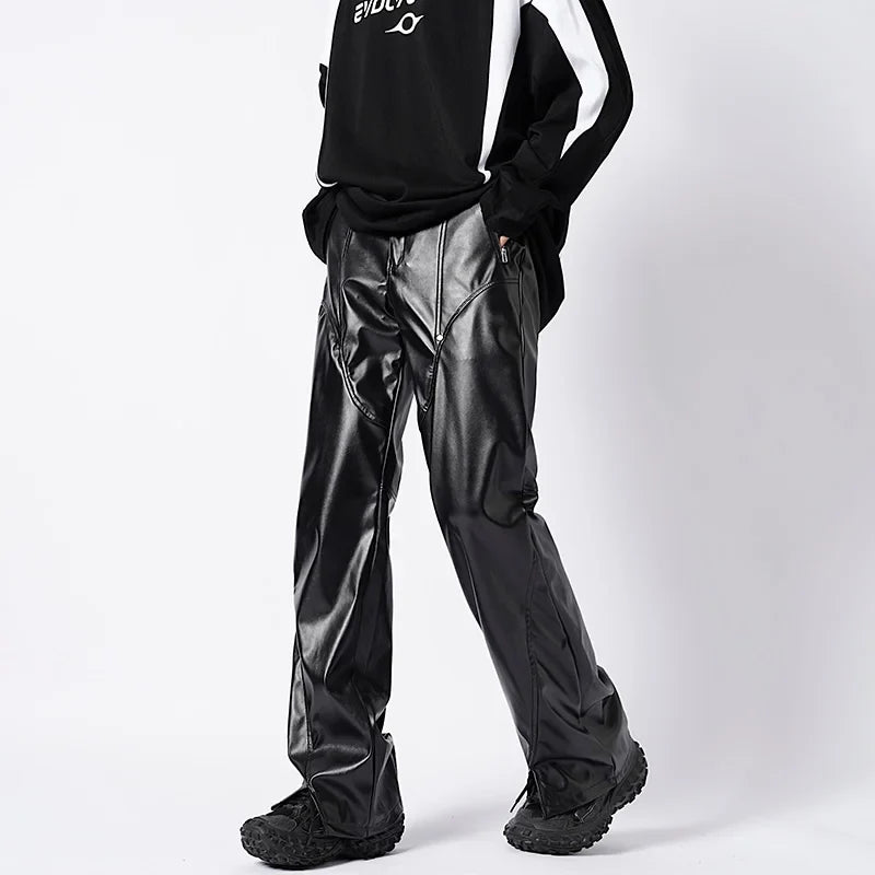 Schwarze wasserdichte Motorradlederhose