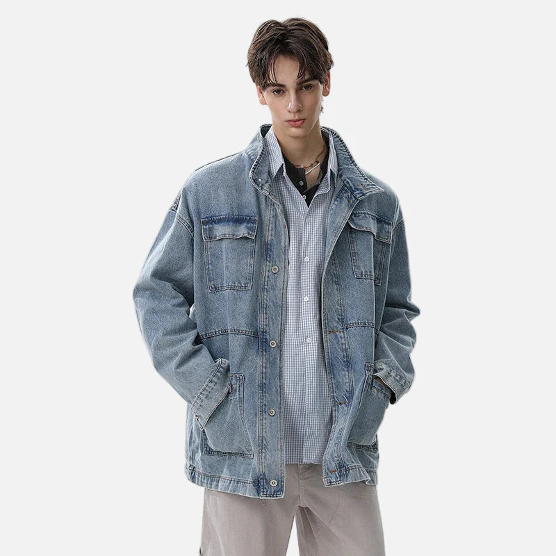 Veste en jean cargo ample style Y2K flatteuse
