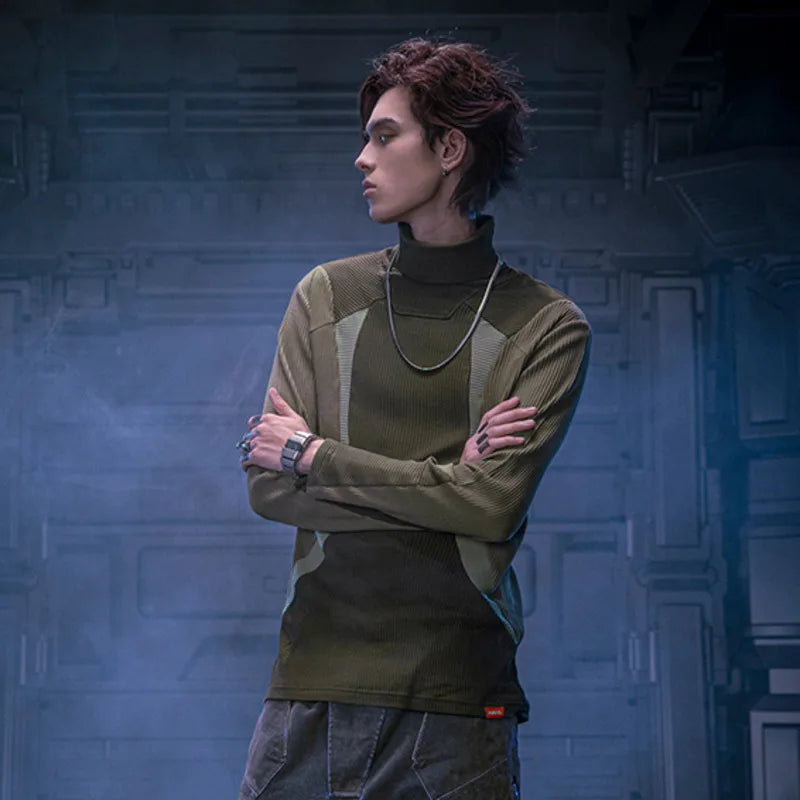 Schmal geschnittenes Punk-Sweatshirt mit Farbblockmuster