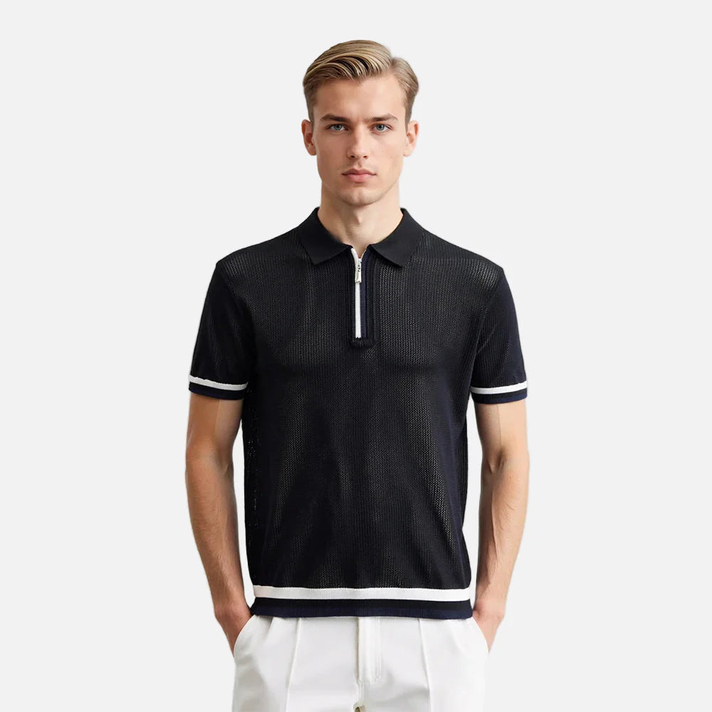 Breathable Striped Slim Fit Polo T-Shirt