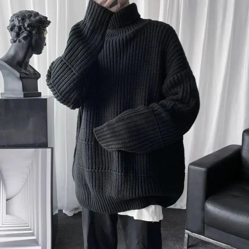 Grob gerippter Rollkragenpullover
