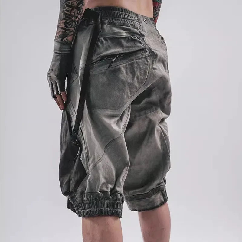 Retro-amerikanische Techwear-Caprihosen und Jeansshorts