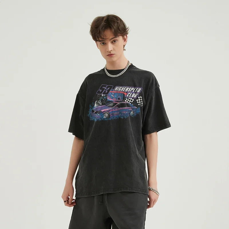 Y2k Loose Higher Speed Racing Club T-Shirt