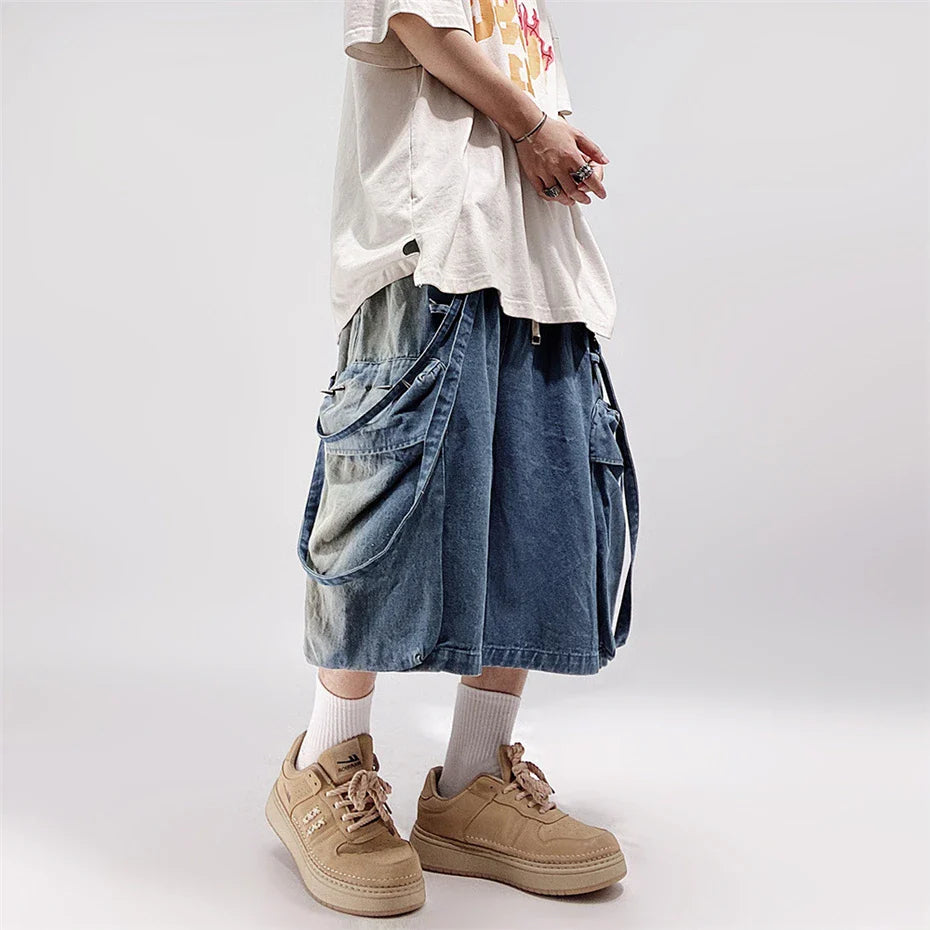 Vintage Denim Hip Hop Nieten-Shorts