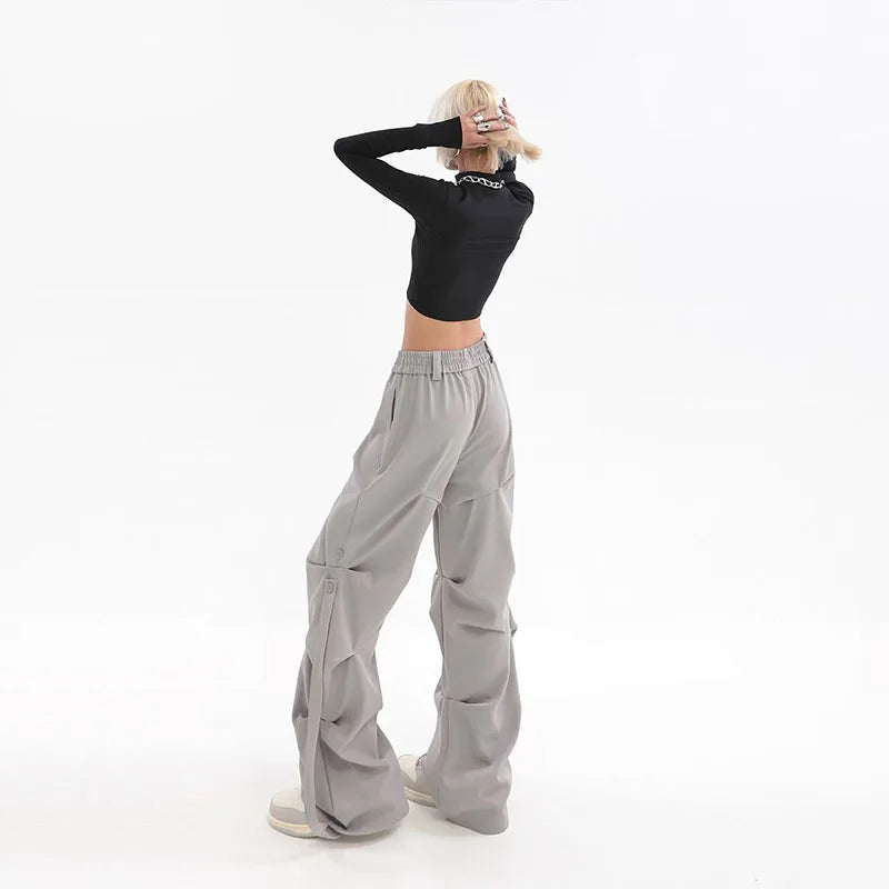 Amerikanische, stylische Oversize-Cargohose mit Falten