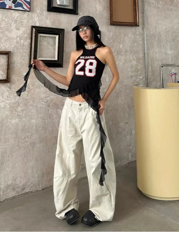 Y2K Japanische Style Weiße Retro Boyfriend Jeans