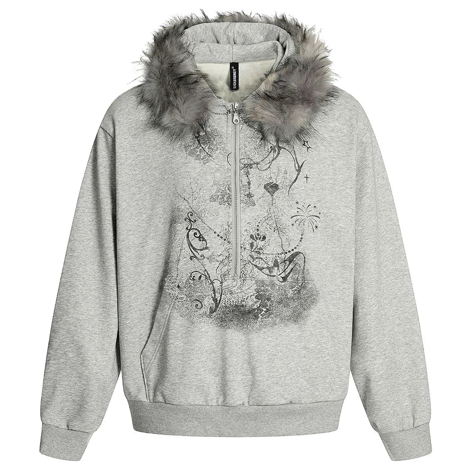 Oversize-Hoodie für Herren mit Pelzkragen