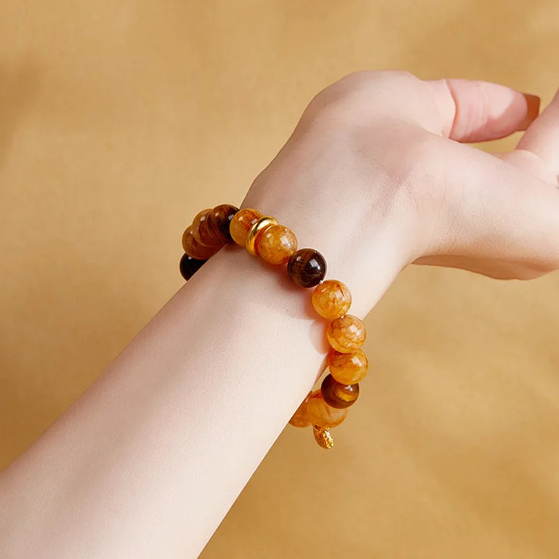 Bracelet de guérison Bouddha en pierre œil de tigre