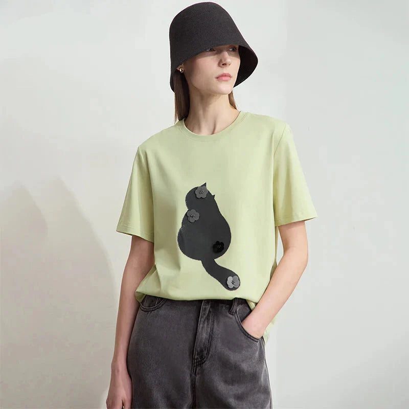 T-shirt en lyocell imprimé style minimaliste universitaire