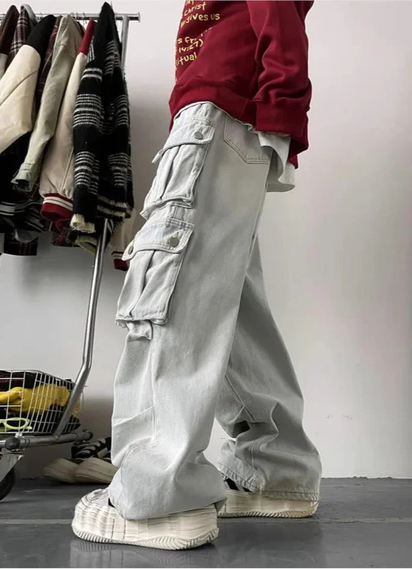 Patchwork Straight Cargo Jeans für Herren