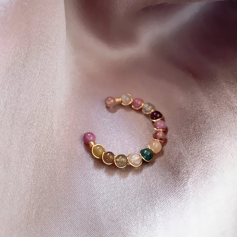 Bague ouverte en pierre naturelle colorée