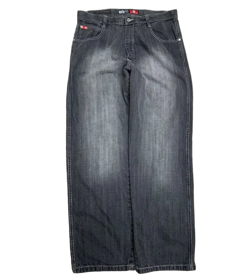 Y2K Gothic Washed Black Baggy Jeans