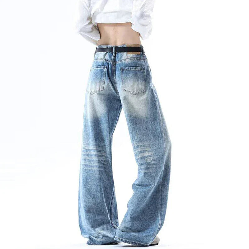 Hochwertige, gewaschene Straight Tube Jeans mit Farbverlauf