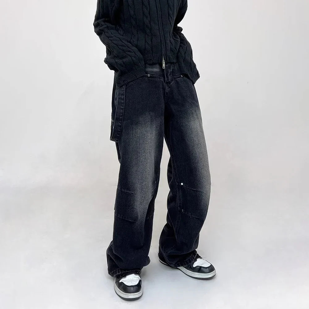 Vintage gelbe, abgenutzte Arbeitsjeans