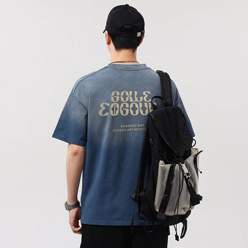 Vintage Oversize Gradient Wash Hüft-T-Shirt