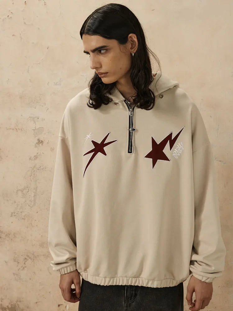 Kapuzenpullover mit lockerer Sternenstickerei