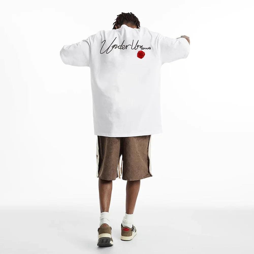 T-shirt à manches courtes rétro tendance avec lettres