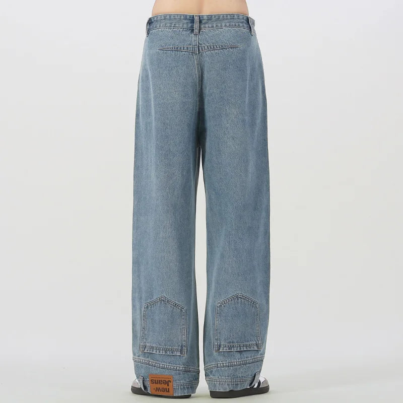 Jean décontracté bleu oversize chic à jambes larges