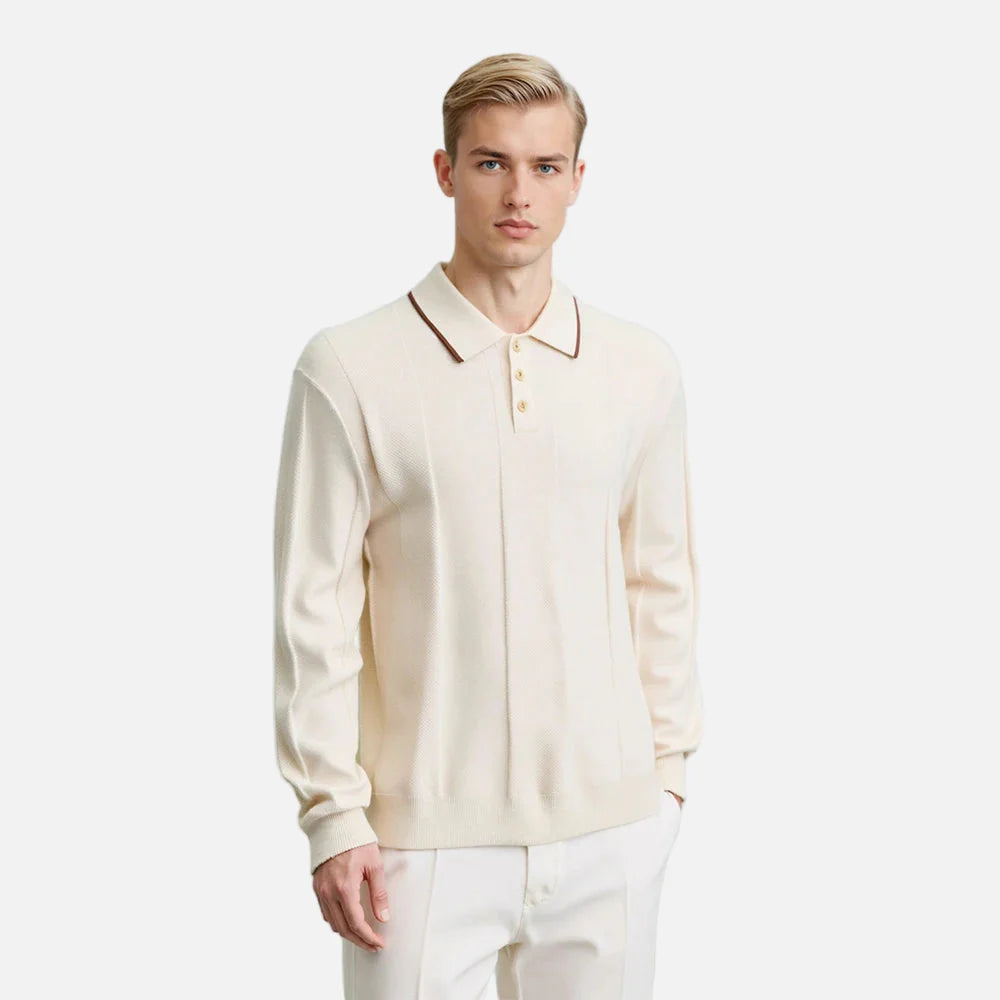 Polo rayé de luxe à manches longues