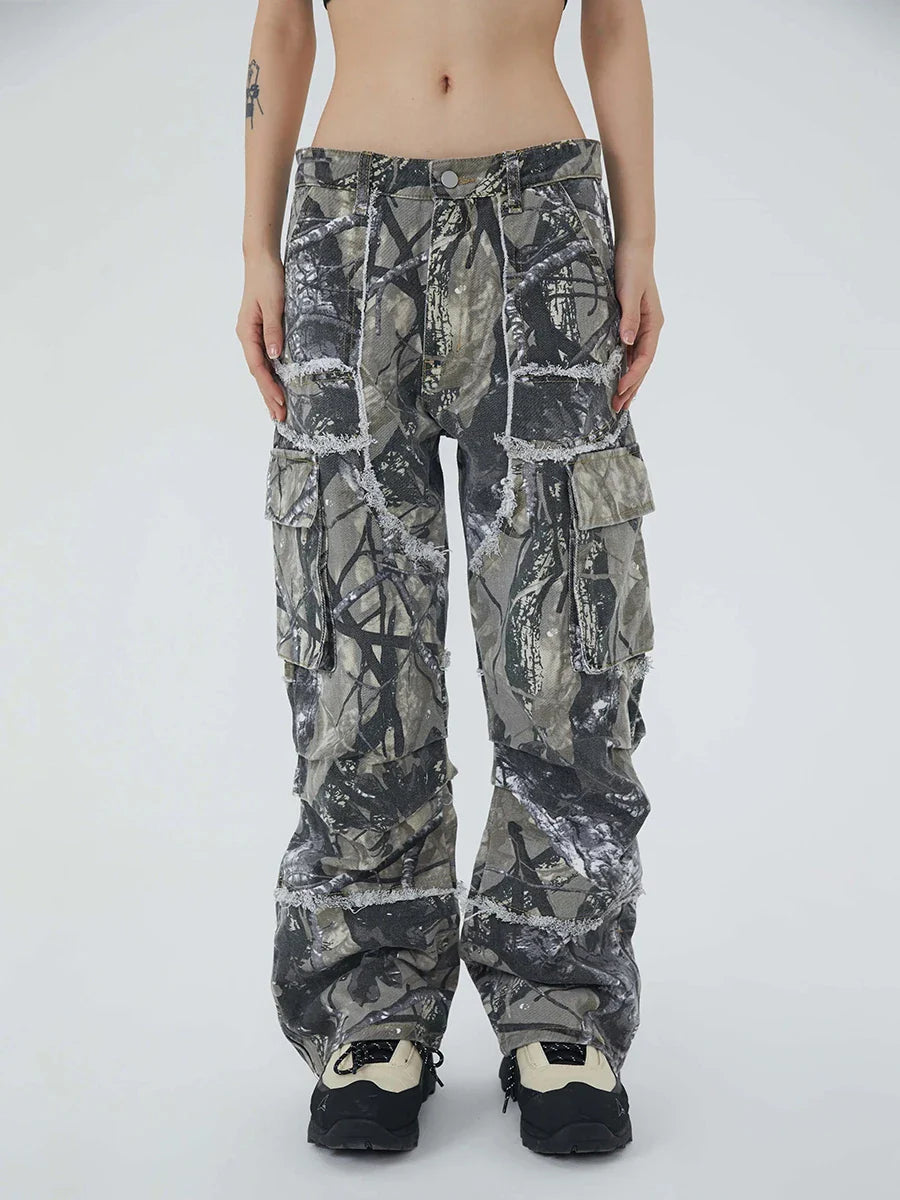 Jean cargo camouflage rétro stylé