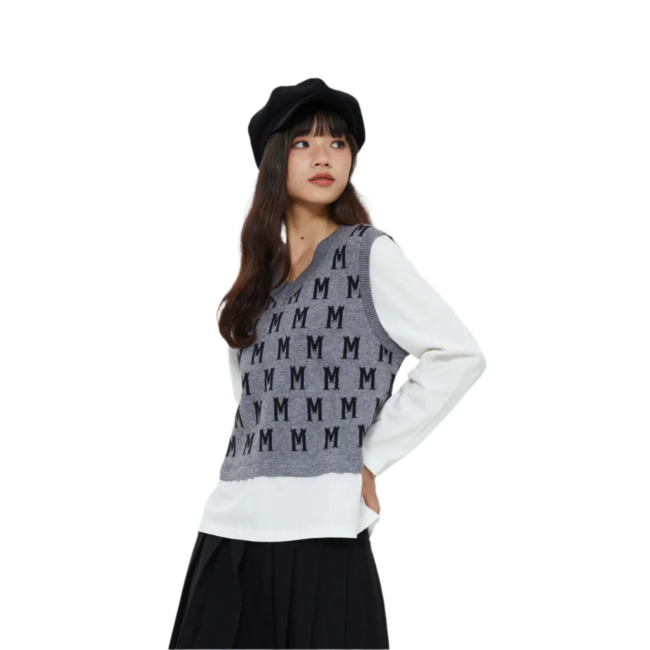 Women Cozy V-Neck Woolen Vest Sweater