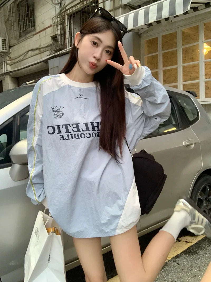 Laidback Comfort Oversized Letter Print Long Sleeve T-Shirt