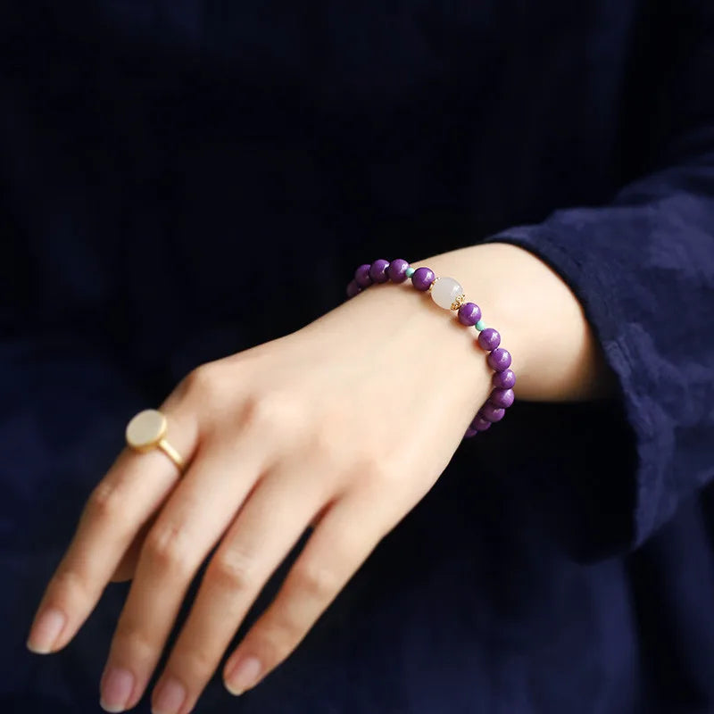 Bracelet Bouddha en jade violet perlé