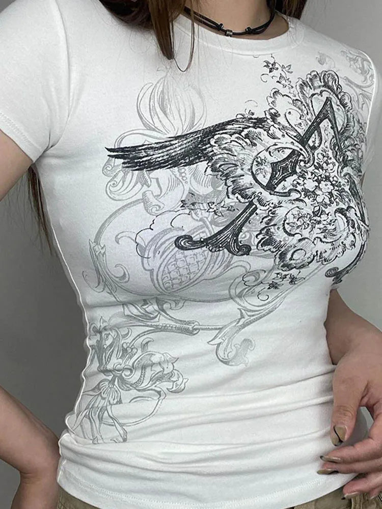 Y2K Grafik-Crop-T-Shirt