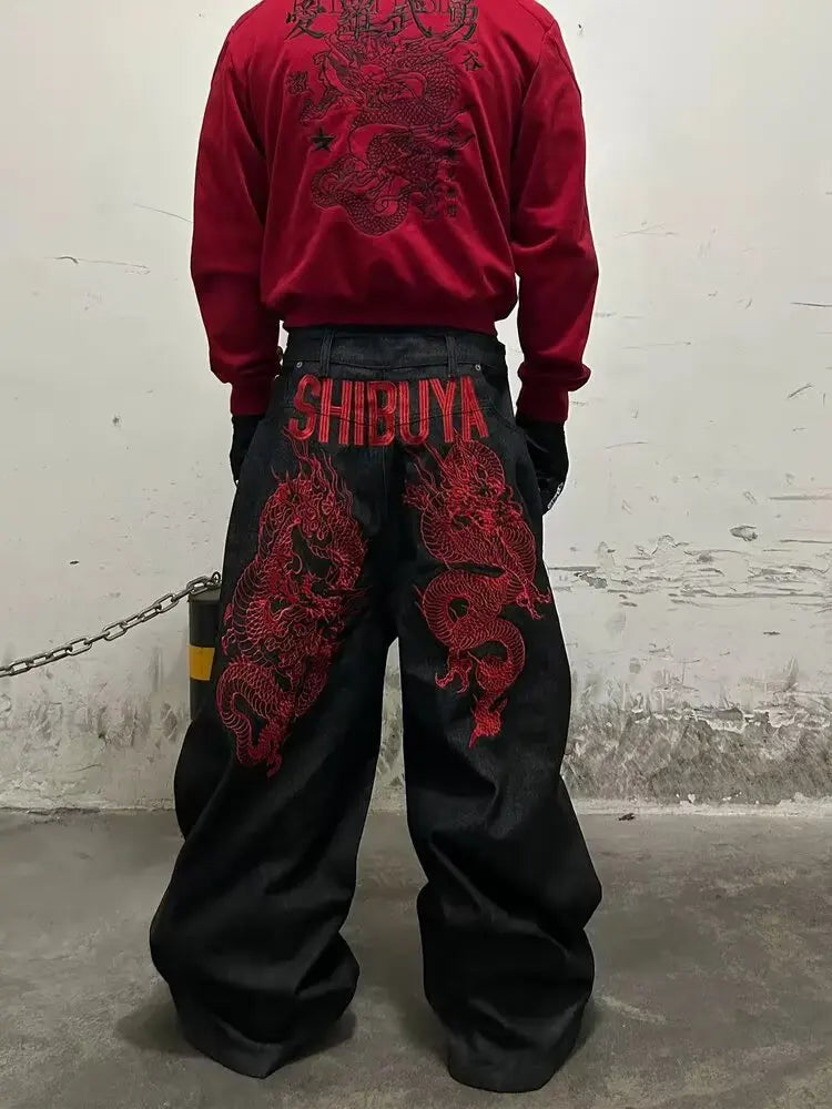 Gothic-bestickte Hip-Hop-Jeans im amerikanischen Stil