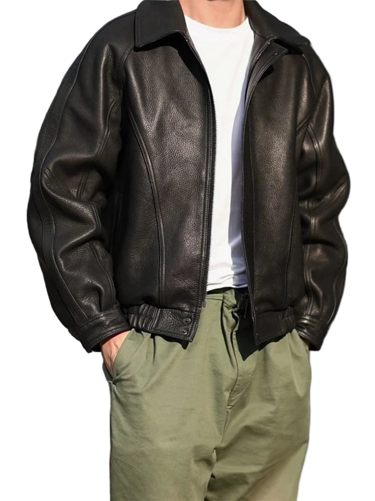 Luxury Black Leather Zipper Leather Jacket