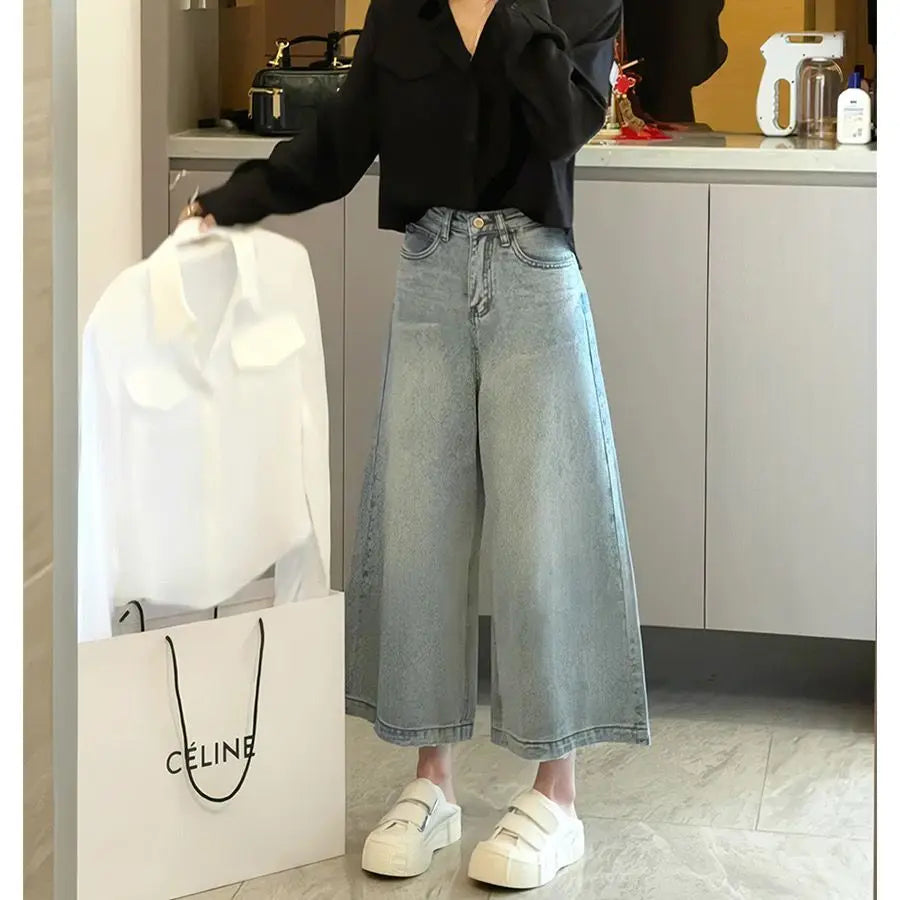 High Waist Wide Jeans in hellen Farben