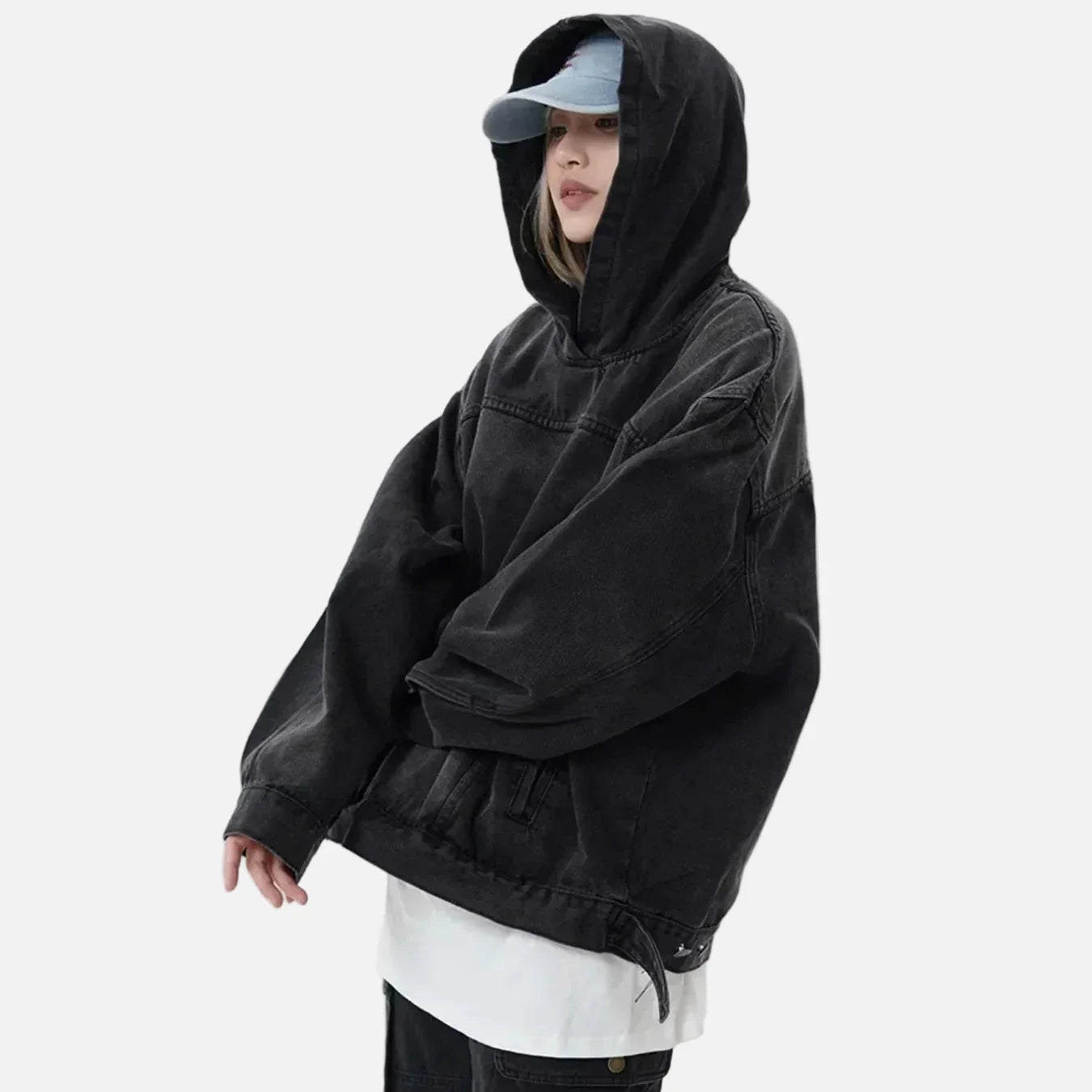 Sweat à capuche en jean style rétro américain pour couple
