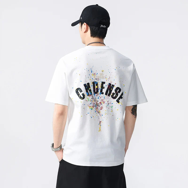 T-shirt extensible à manches courtes noir et blanc