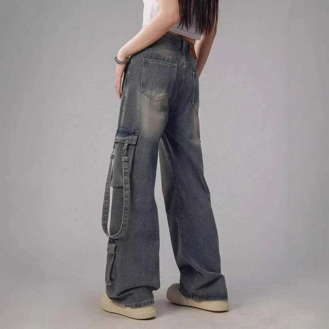 Jean cargo vintage cool délavé et ample