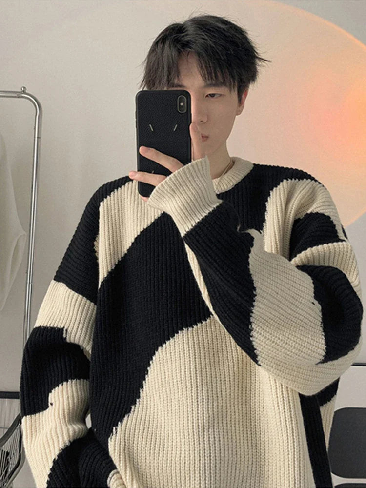Vintage Colorblock Knit Pullover Knitwear Sweater