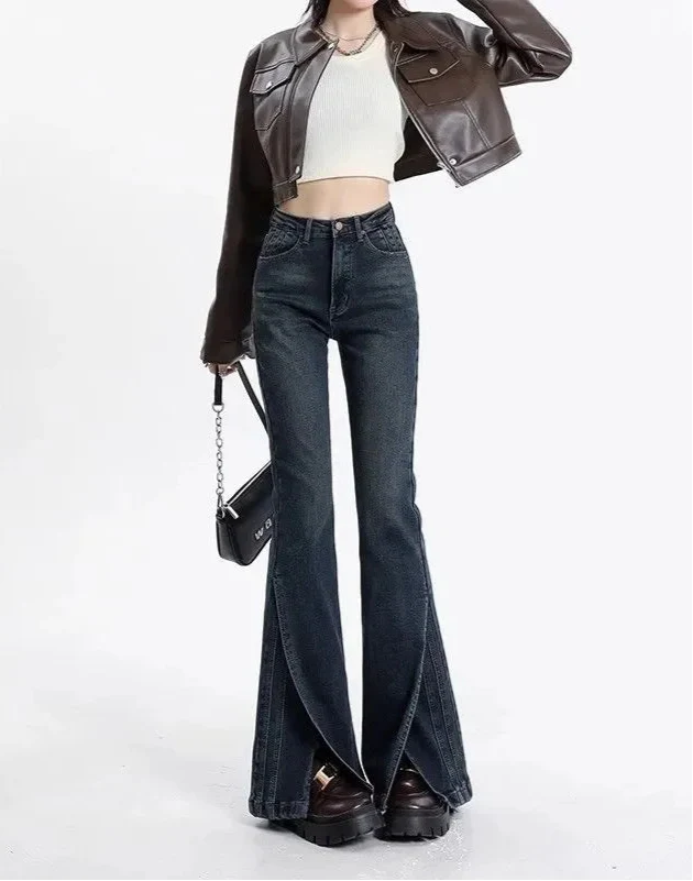 Retro-Jeans mit hohem Bund und ausgestelltem Bein für Damen