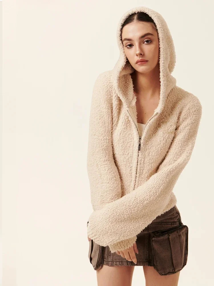 Gemütlicher Vintage-Pufferpullover aus braunem Plüsch