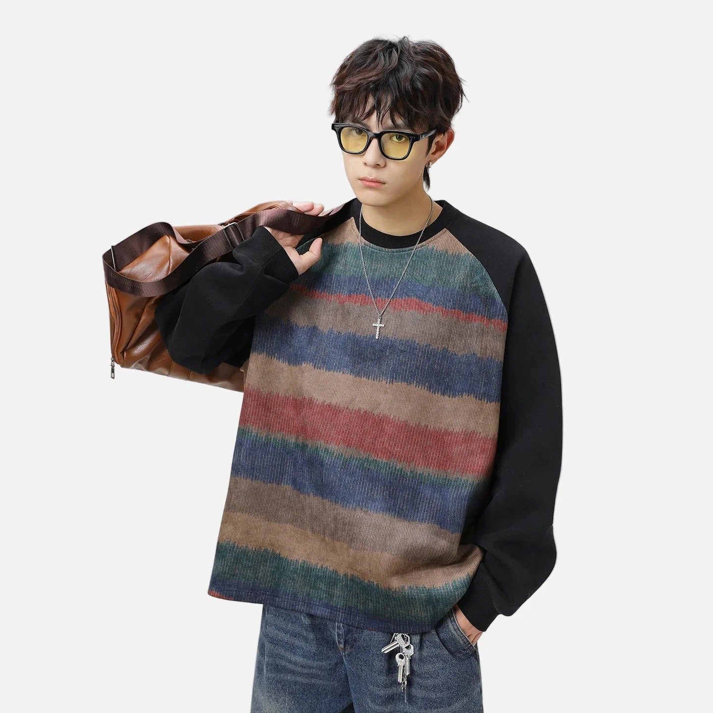 Streetwear-Raglan-Sweatshirt mit Rundhalsausschnitt