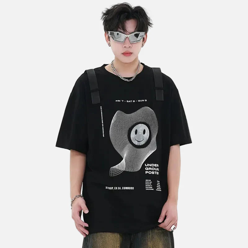 Y2K Oversized Grafik-T-Shirt mit Schleifenprint