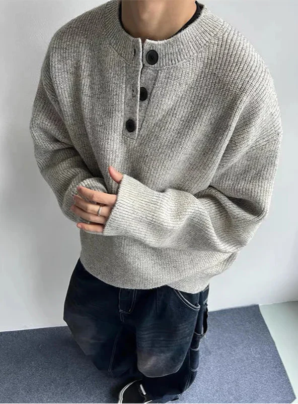 Pull en maille à manches longues décontracté et luxueux à boutons en peluche