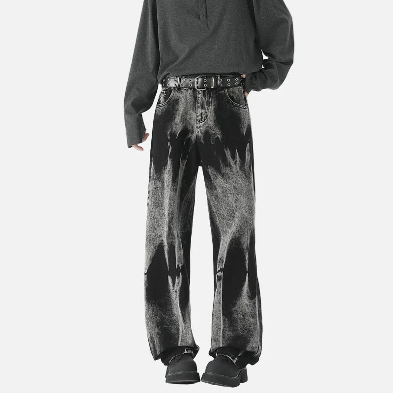 Strapazierfähige Streetwear-Jeans mit schwarzem Batikmuster