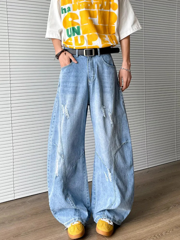 Work & Play Ripped Blue Baggy Stacked Jeans